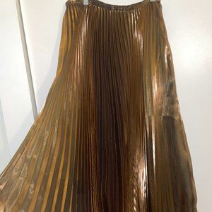 Mason Gold Pleated Skirt, Ankle Length